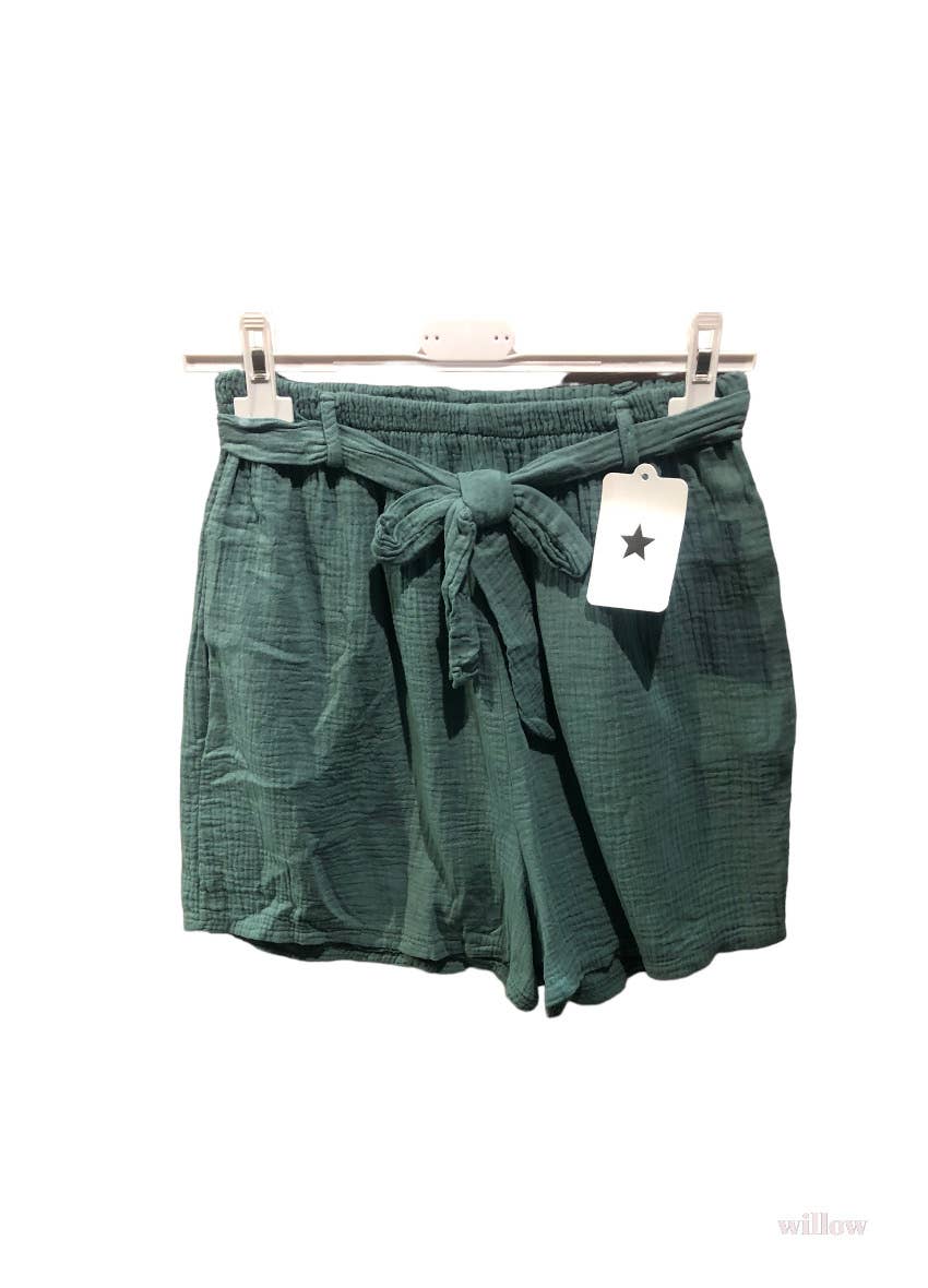Moonsun - Vendita all'ingrosso Pantaloncini - Donna - Shorts in garza di cotone #2305 con cintura9