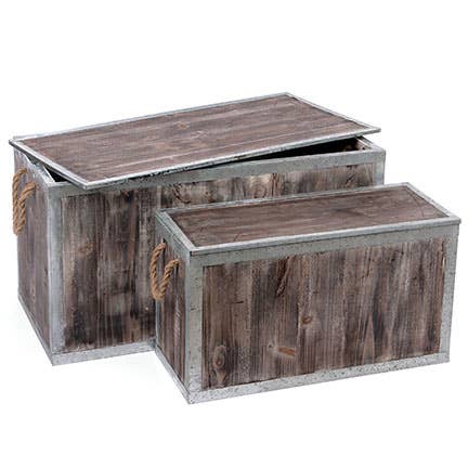 S/2 RECT WOOD CHEST W/LID for wholesale by Willow Group