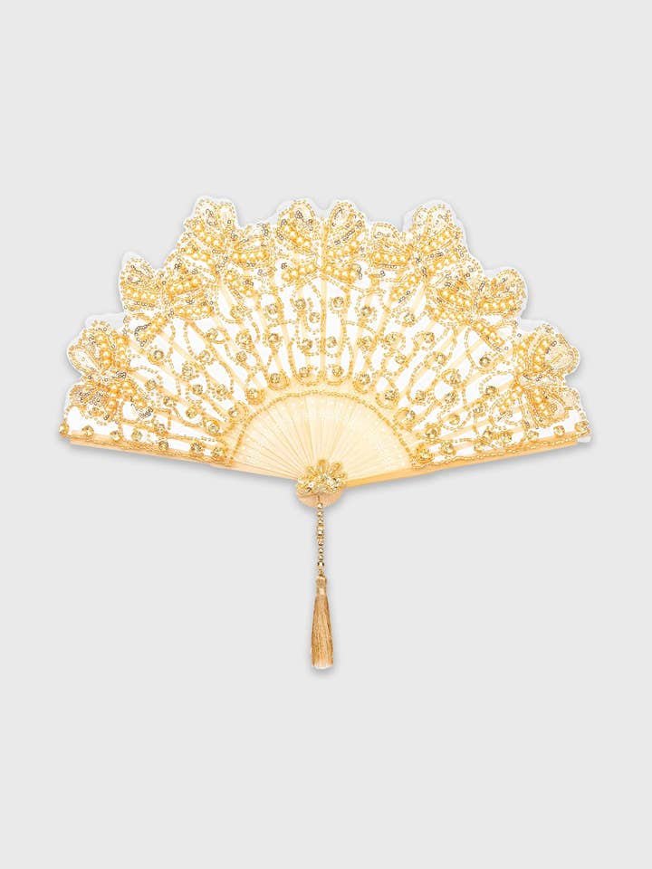 Elegant Non-Foldable Beaded Fan for wholesale by BABEYOND