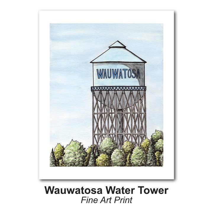 Wauwatosa Water Tower Watercolor Print - Milwaukee Gift for wholesale by Lynndale Print