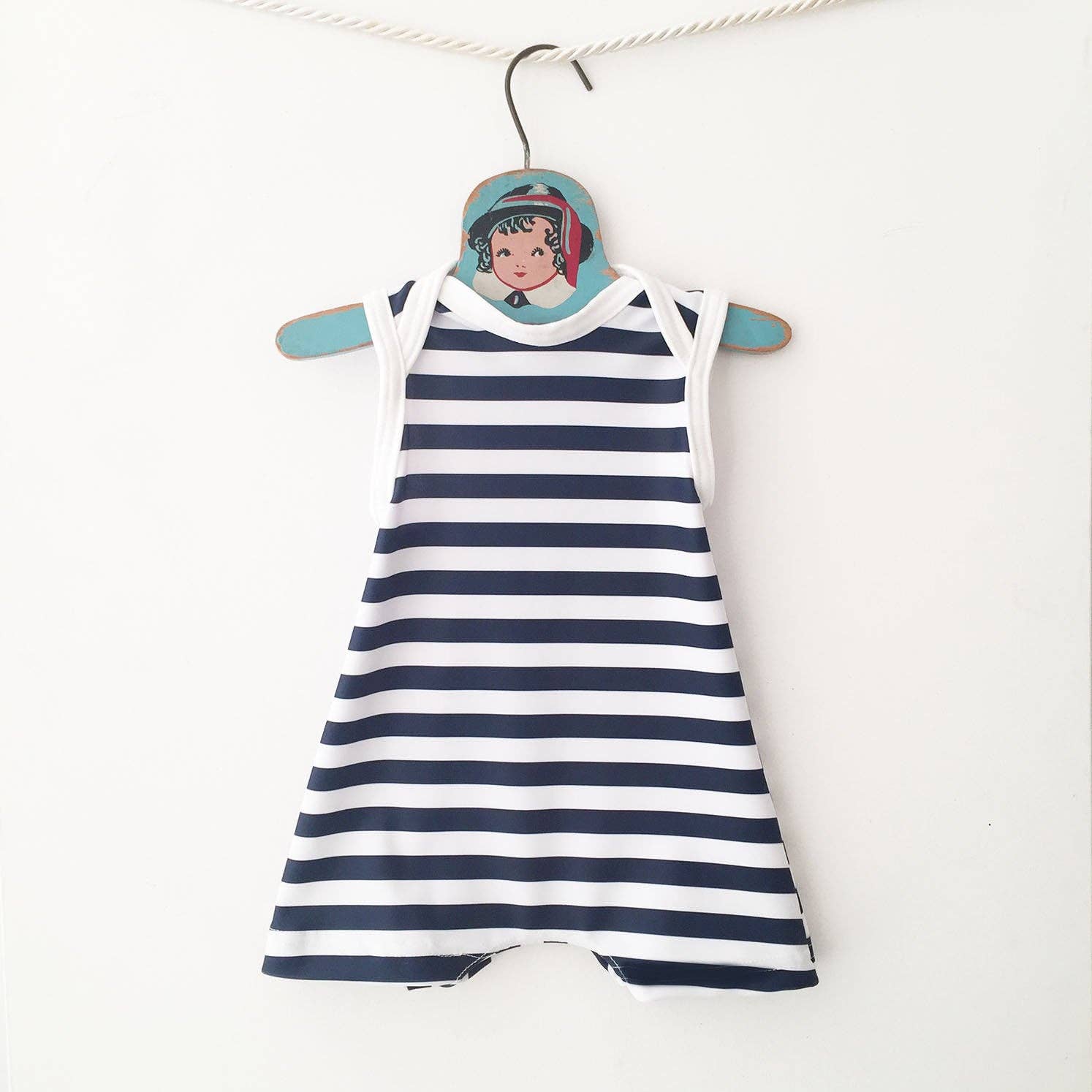 Mabel - Wholesale One Piece Swimsuit - Kids - navy blue striped swimsuit - sizes NB to 3T0