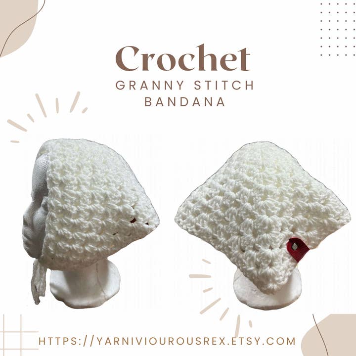 Vit Granny Stitch Bandana för wholesale av Yarniviourous Rex