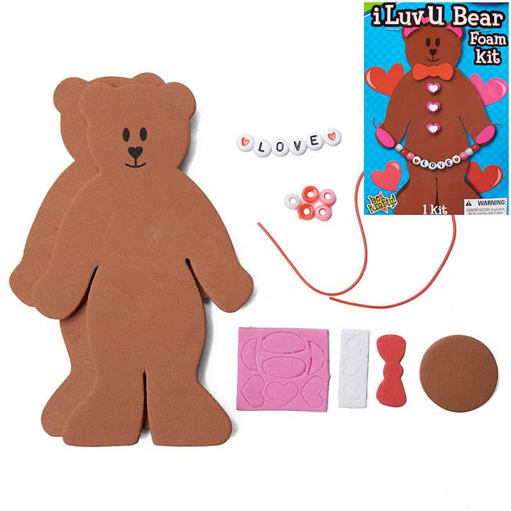 Valentine "I Luv U" Bear Foam Craft Kit for wholesale by Factory Direct Craft