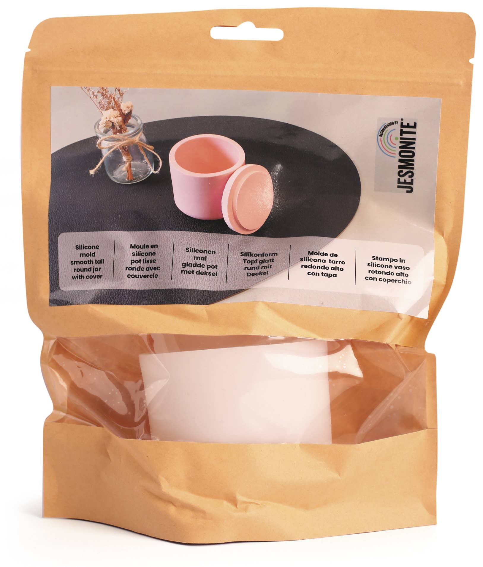 Graine Créative - Wholesale Bath Soap Dish - JESMONITE SILICONE MOLD Ø 8CM X 7.7CM - SMOOTH POT + LID1