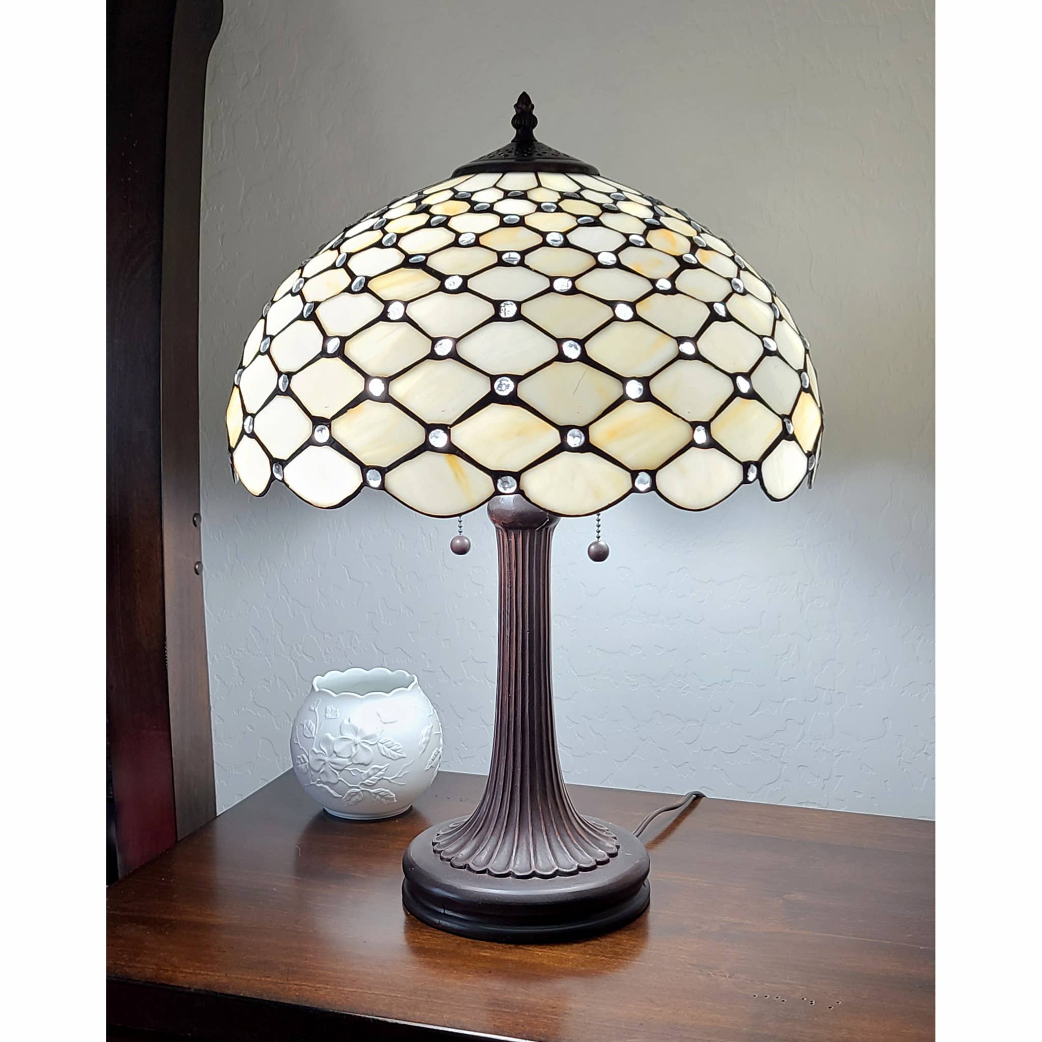 HomeRoots - Wholesale Accent/Desk Lamp - 24"Stained Glass Two Light Jeweled Vintage Accent Table Lamp1