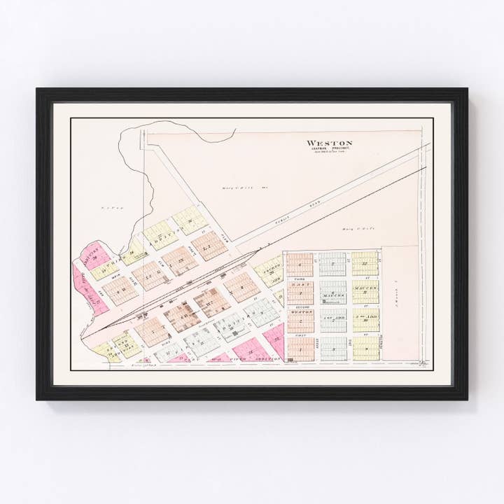 Vintage Map of Weston, Nebraska 1907 for wholesale by Ted's Vintage Art