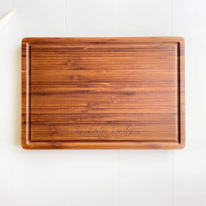 Eco Friendly Engraved Bamboo Cutting or Charcuterie Board for wholesale by The Dusty Wise Man