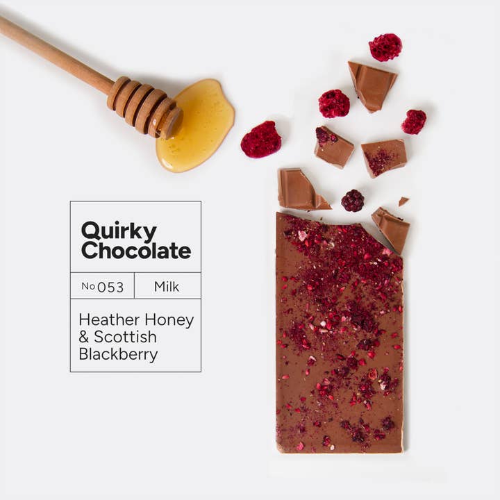 Quirky Chocolate – wholesale Chocolate bar – Heather Honey and Blackberries in Milk, 110g1