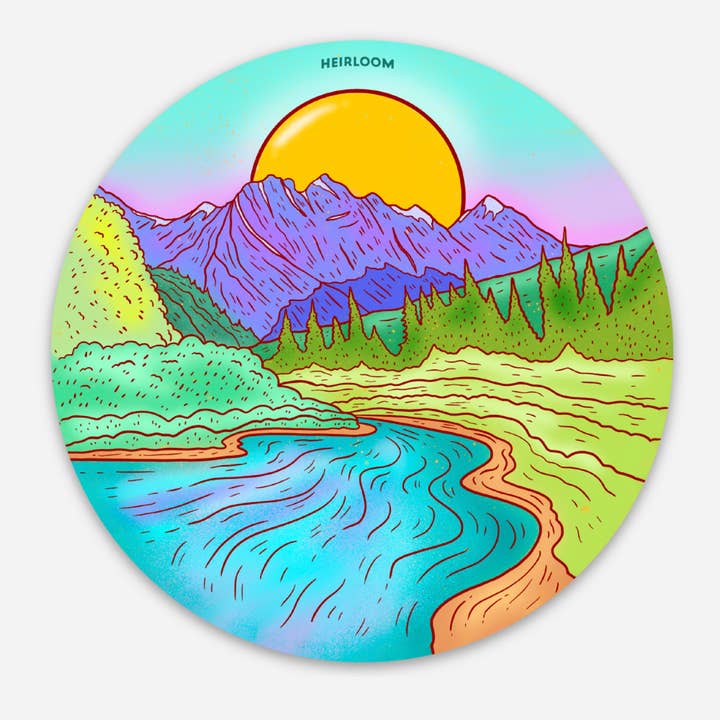 Sleeping Lady Sunset Sticker - Mountain Vinyl Decal for wholesale by Heirloom Design Co.