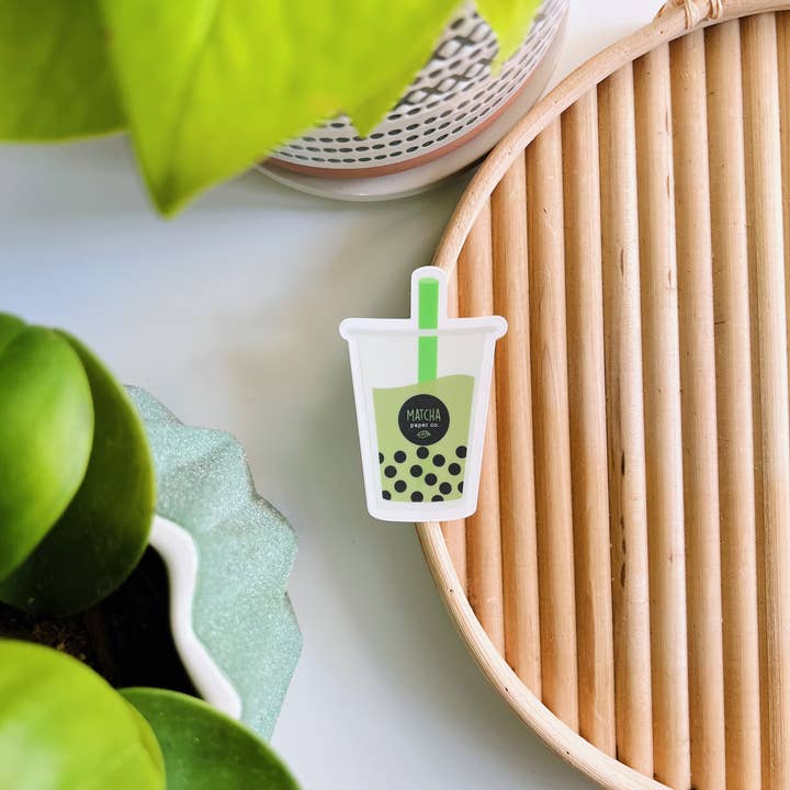 Matcha Paper Co. - Wholesale Sticker - Milk Tea Boba Clear Vinyl Sticker Pack3