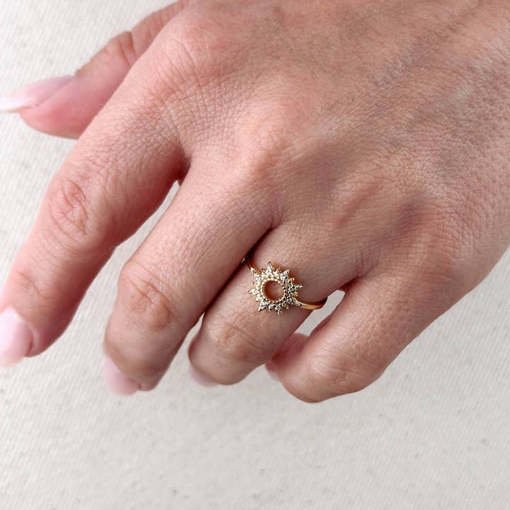 GoldFi - Wholesale Multi-Stone Ring - 18k Gold Filled Round Spike CZ Ring3