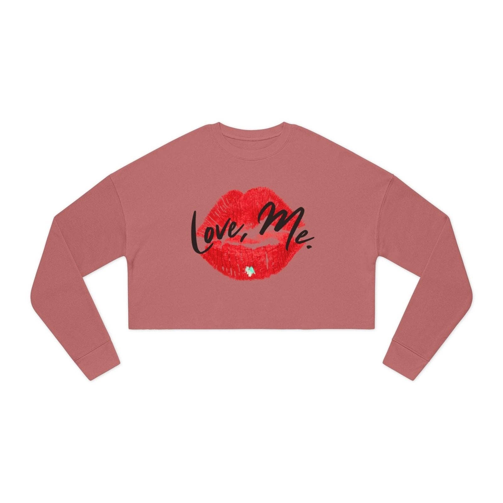 Ohhh So Swag - Wholesale Graphic Sweatshirt - Women's - Red Kiss Lips, Green Heart Long Sleeve Cropped Sweater | US4