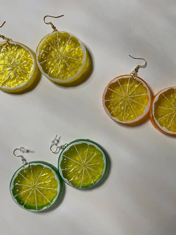 Fruit Slice Earrings! Lemon, Lime AND Orange Slices! Available in gold & silver hardware! for wholesale by R59Creates