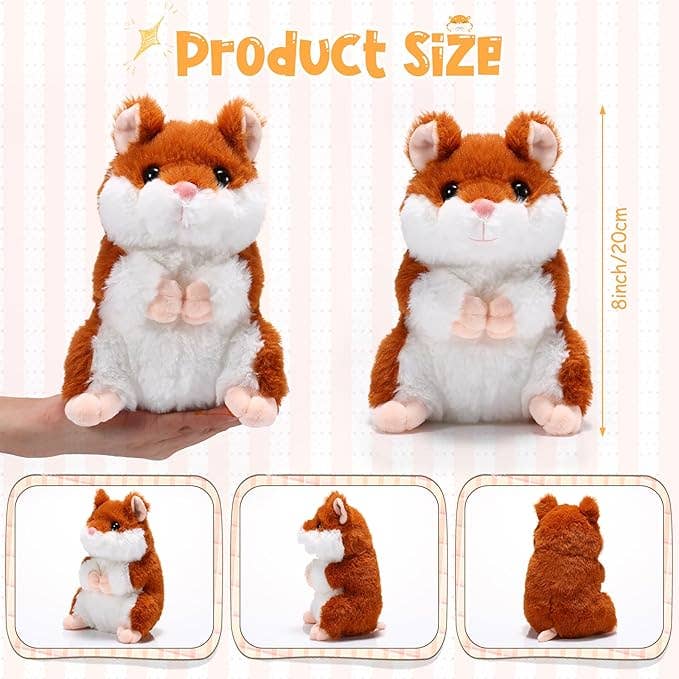 Crover - Wholesale Stuffed/Plush Toy - Kids & Baby - 8" Plush Hamster Toy – Brown & Gray1