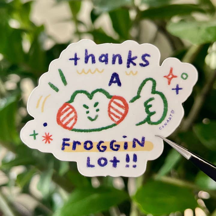 thanks a froggin’ lot sticker - waterproof glossy vinyl for wholesale by cxnart