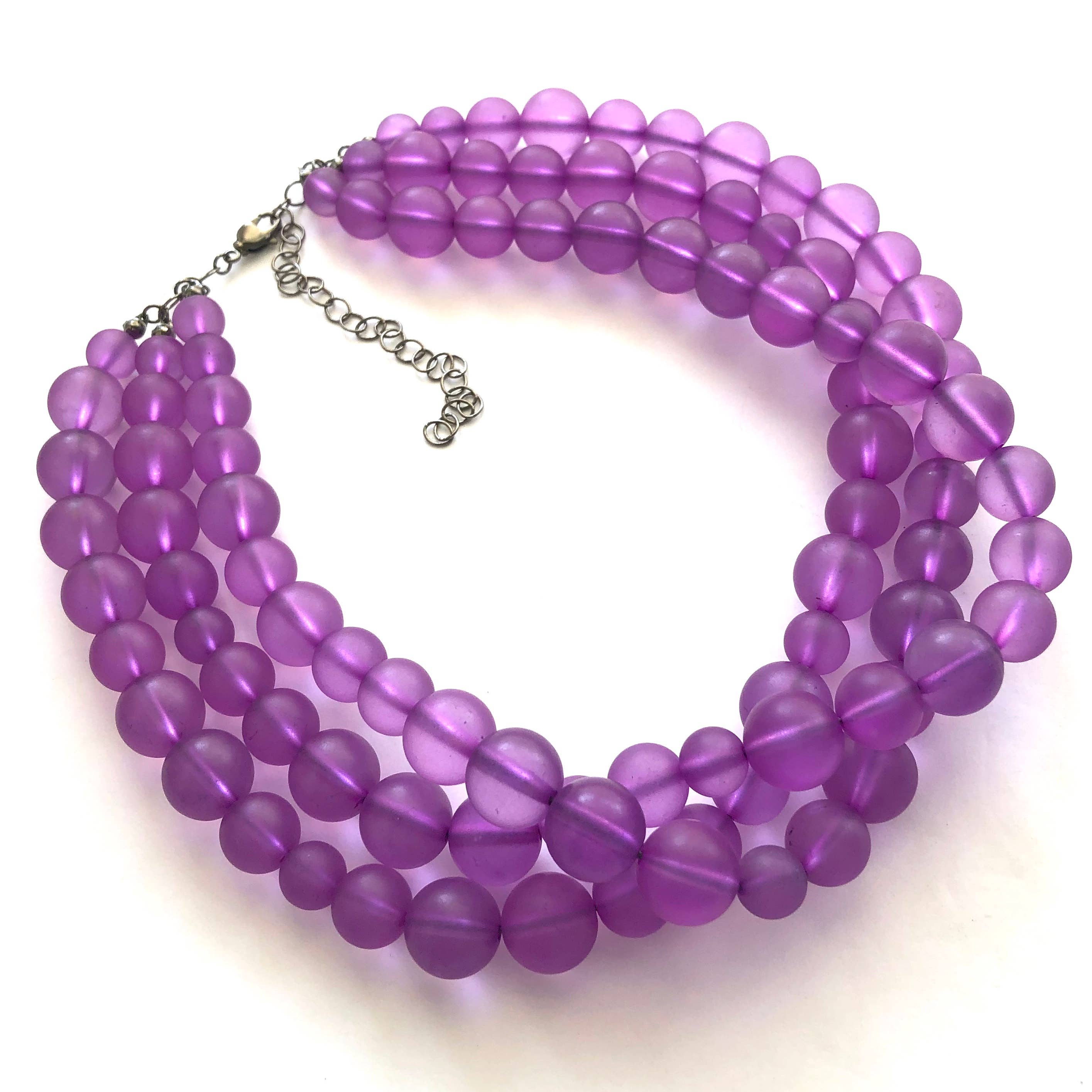 Leetie Lovendale - Wholesale Beaded/Pearl Necklace - Purple Frosted Beaded Multi Strand Morgan Necklace1