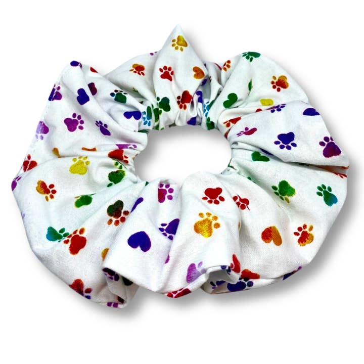 Enchanted Scrunch - Wholesale Scrunchie - Women's - White Colored Paw Print Scrunchie