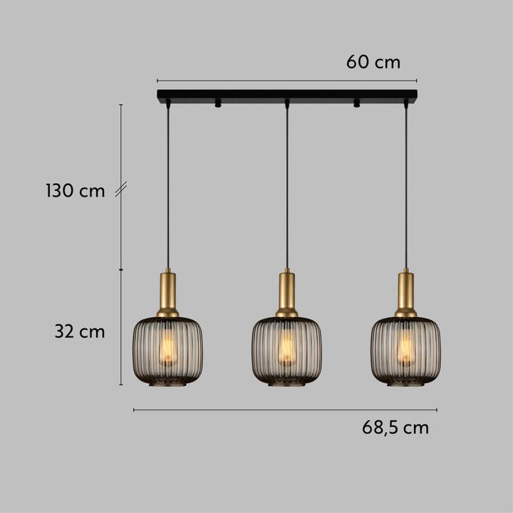 Eclipse Lighting - Wholesale Chandelier/Hanging Light - Linear Smoke Gray Ribbed Glass Modern Pendant Lighting, Custom Ribbed Glass Pendant Lighting, Nordic Style Glass Pendant Light for Kitchen Island21