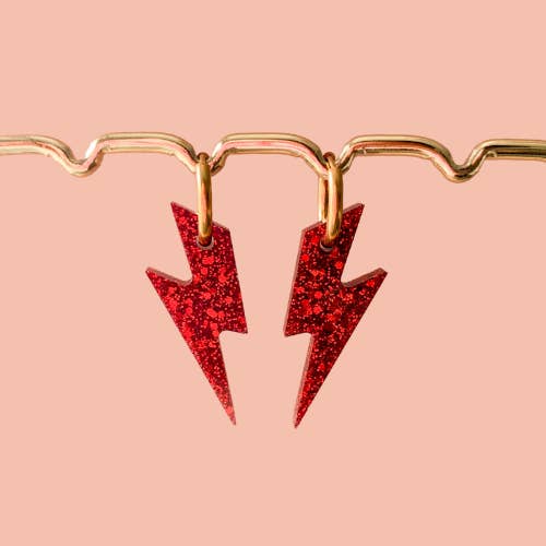 Rød Lyn-Glitter-Øreringe for engroshandel hos Atelier Rochelais