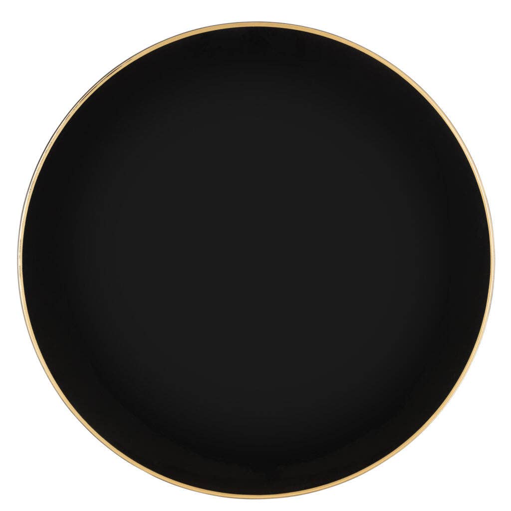 EcoQuality - Wholesale Charger Plate - 13" Plastic Black Charger Plates Gold Rim1