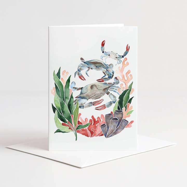 3 Crabs Card for wholesale by Jess Willis Art
