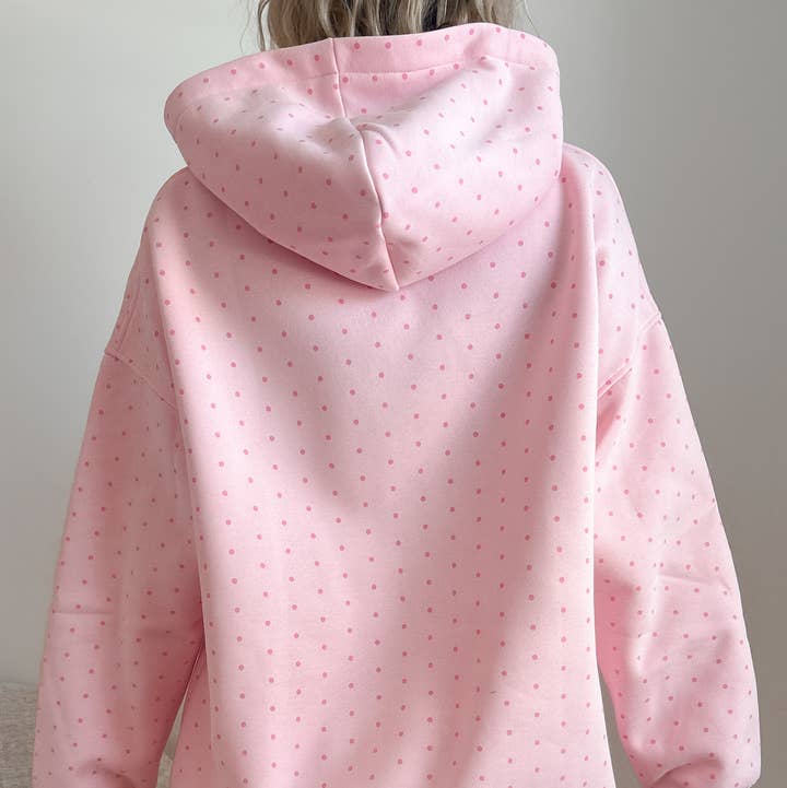Sunkissed Coconut - Wholesale Hoodie - Women's - Light Pink Polka Dot Hoodie 100% Cotton3
