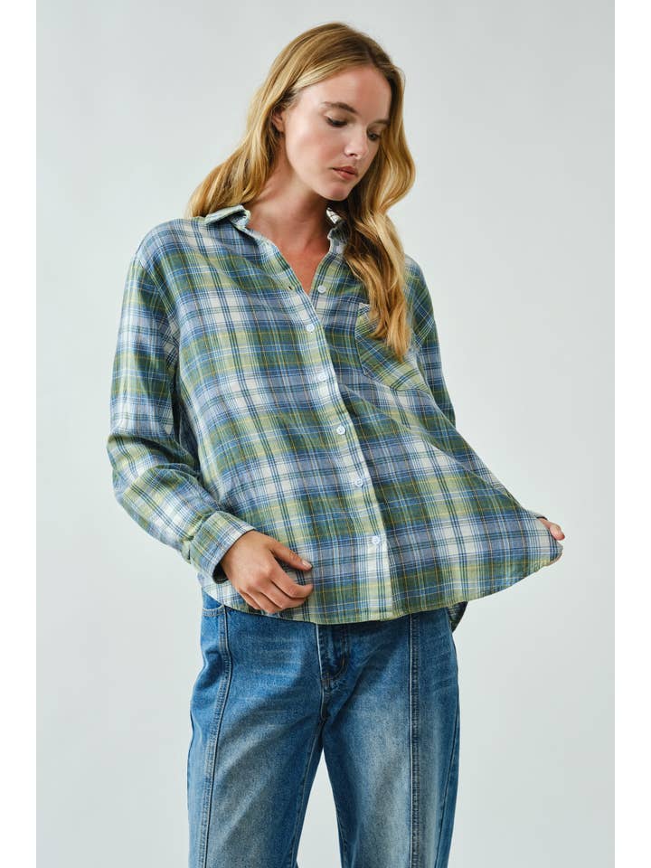 Aaron & Amber - Wholesale Button Down Shirt - Women's - AJT5465 SUPER SOFT WASHED COTTON PLAID SHIRTS 6
