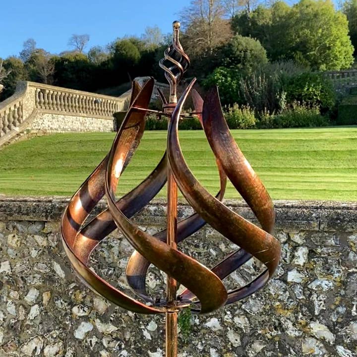 Marissa's Gifts – wholesale Wind spinner – Roseland burnished gold garden wind sculpture spinner1