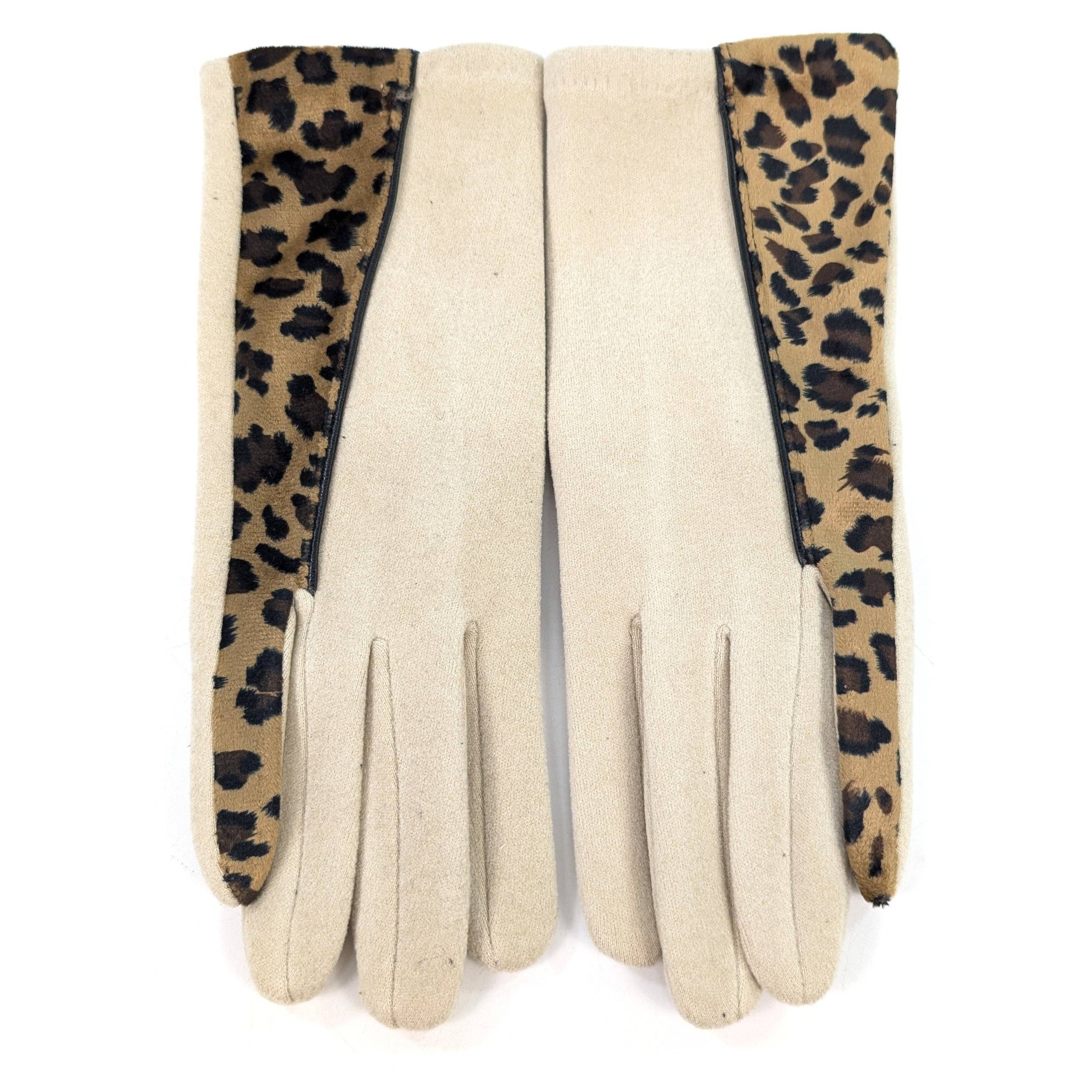 Black Ginger – wholesale Gloves – Women's – Animal Print Brushstroke Gloves -  Mink1
