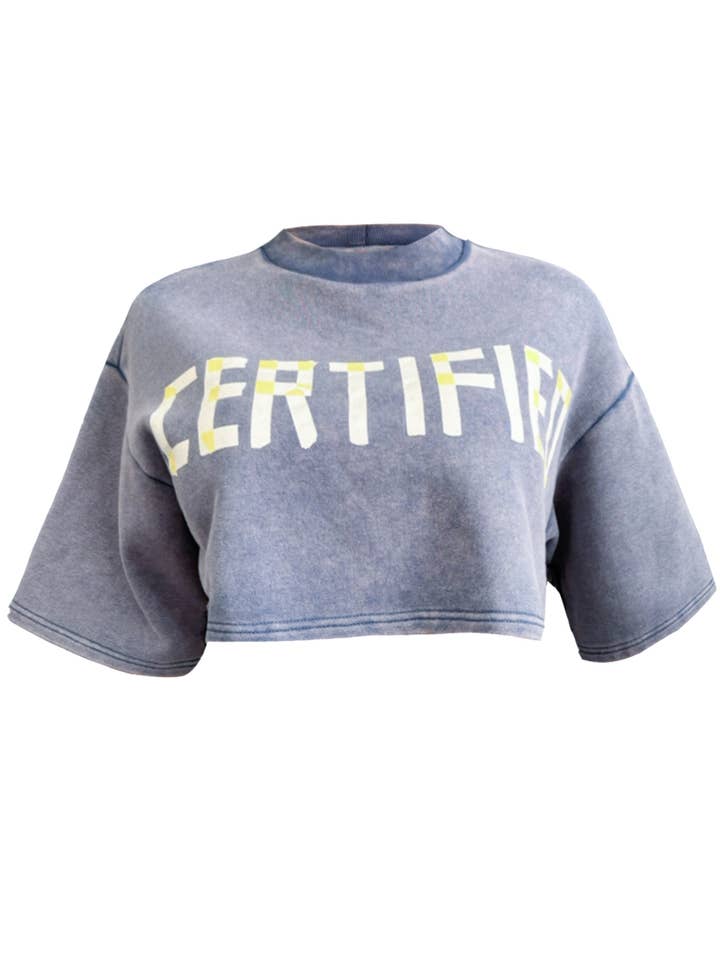 NT1091B CERTIFIED Washed Crop Sweatshirt for wholesale by NEWGENS