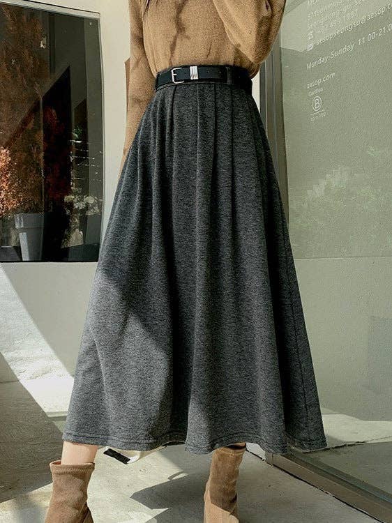 Marayn – wholesale Skirt – Women’s – Chic Korean Knit Midi Skirt HighWaisted Slimming ALine0