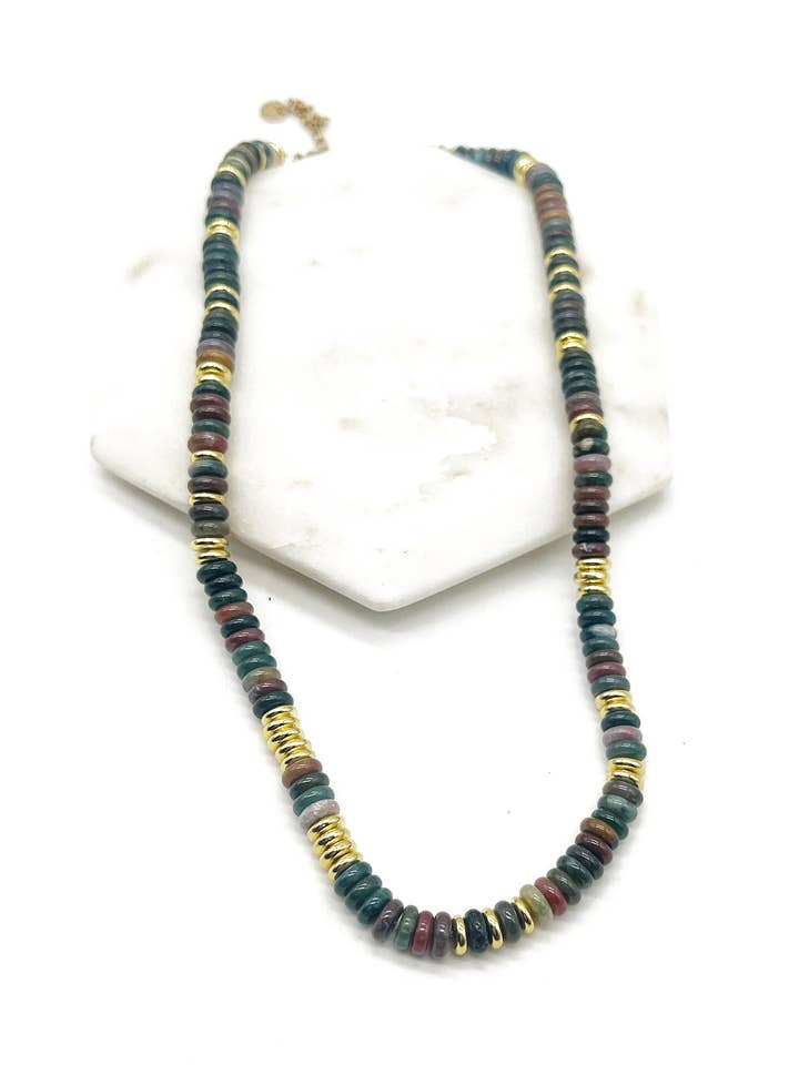 Dark NeutralsBeaded Necklace Gold Fall Necklace Stone Beads for wholesale by Baubles by B