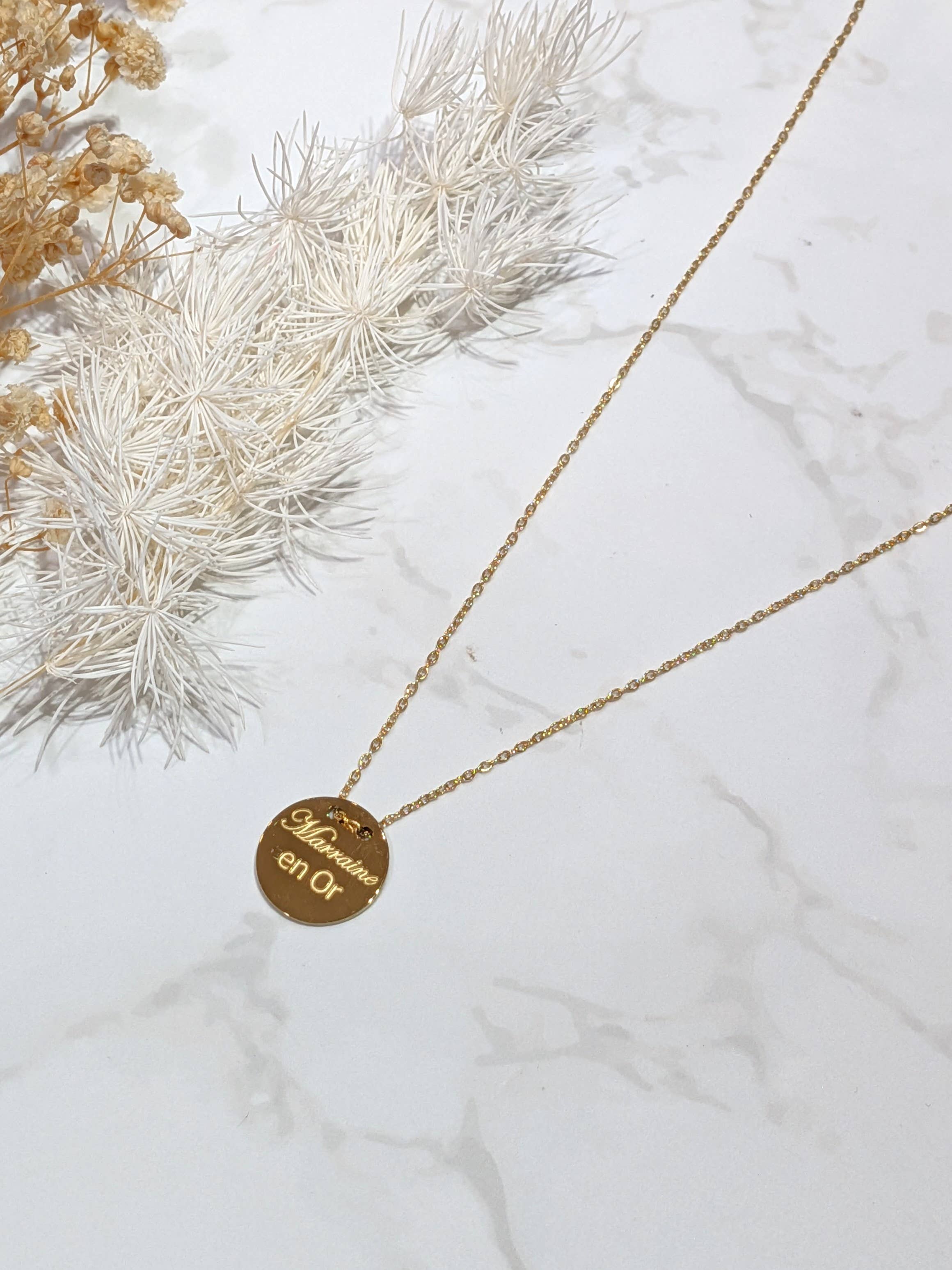 LOLO & YAYA - Wholesale Pendant/Charm Necklace - Godmother in Gold Message Necklace0