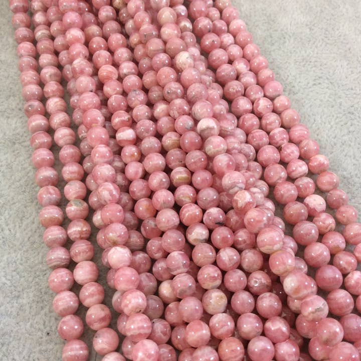 Perles rondes en rhodochrosite AAA – 6 mm, trous de cordage de 1 mm pour la vente par Only Beads