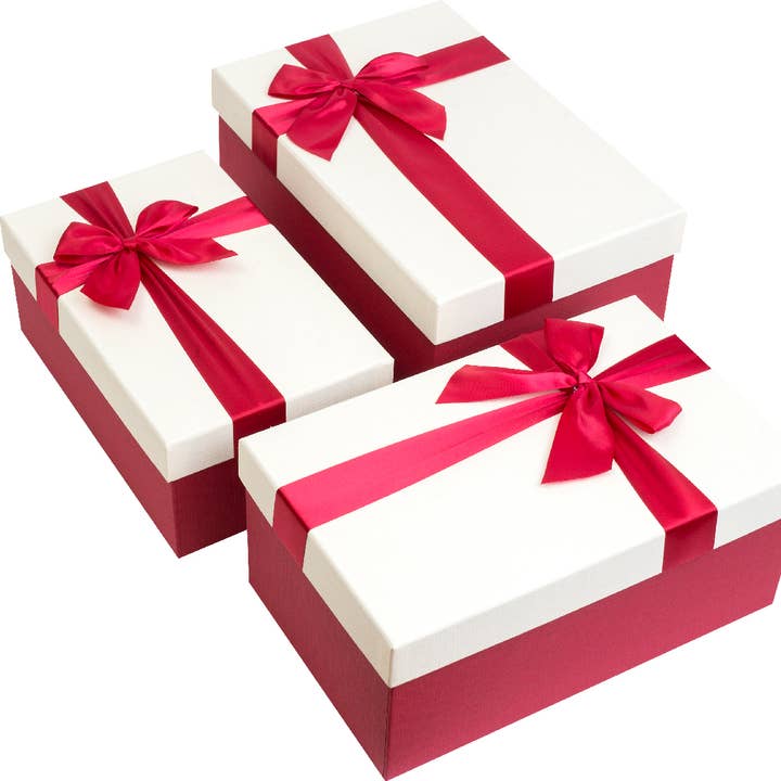 Rot mit cremefarbenem Deckel - Set aus 3 Rechtecken für den Großhandel von Emartbuy