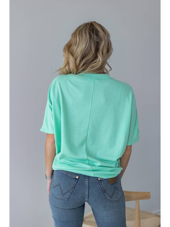 Andrée by Unit - Wholesale Knit Top - Women's - Two Tone Waffle V-Neck Dolman Sleeve Top