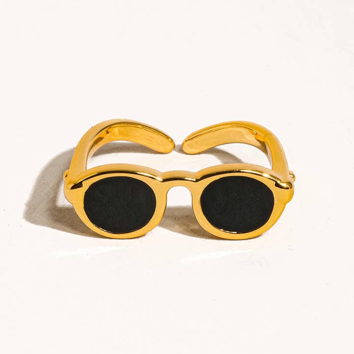 Black Dean 18K Gold Sunglasses Adjustable Ring for wholesale on Faire0