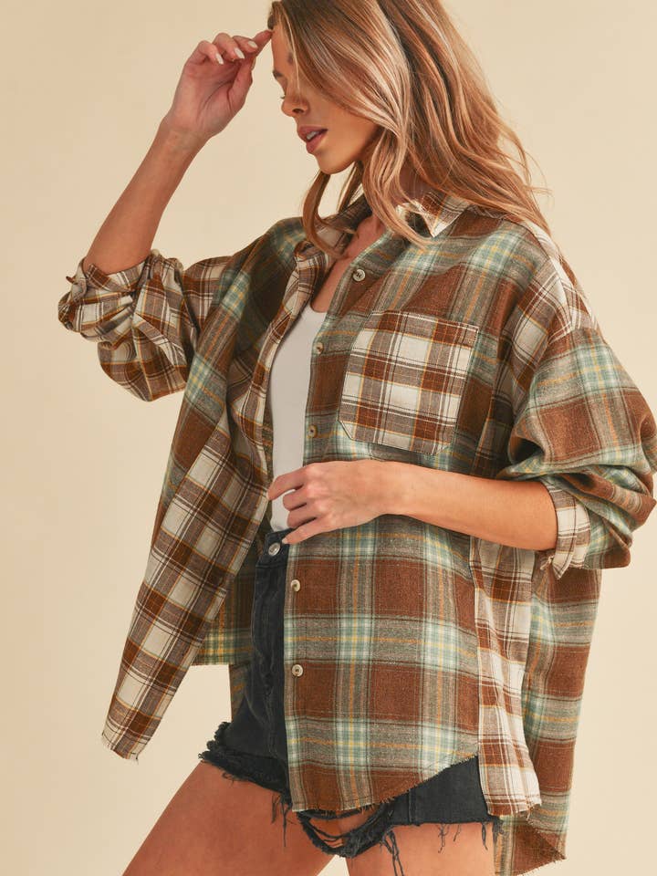 AEMI + CO - Wholesale Button Down Shirt - Women's - 845AN Noelle Flannel Shirt 1