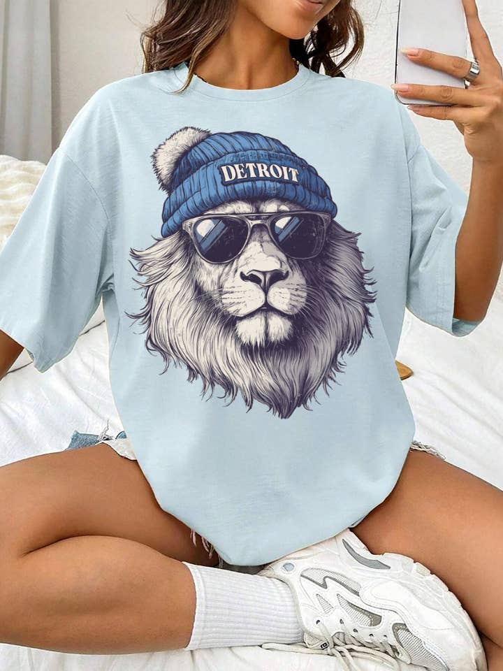 Detroit Lions Beanie Adult Graphic Tee for wholesale by Uncommon Label