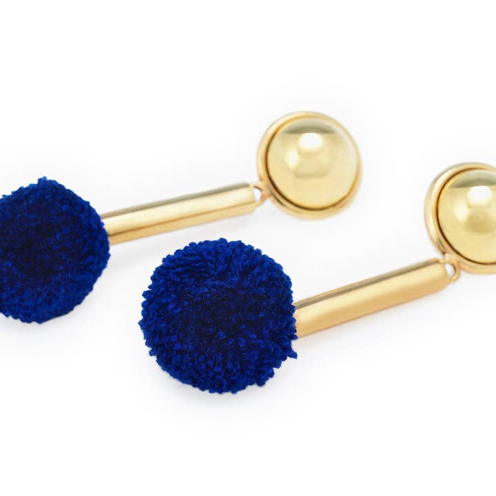 Cirkulære rør forgyldt Pompom øreringe for engroshandel hos Viviane Guenoun