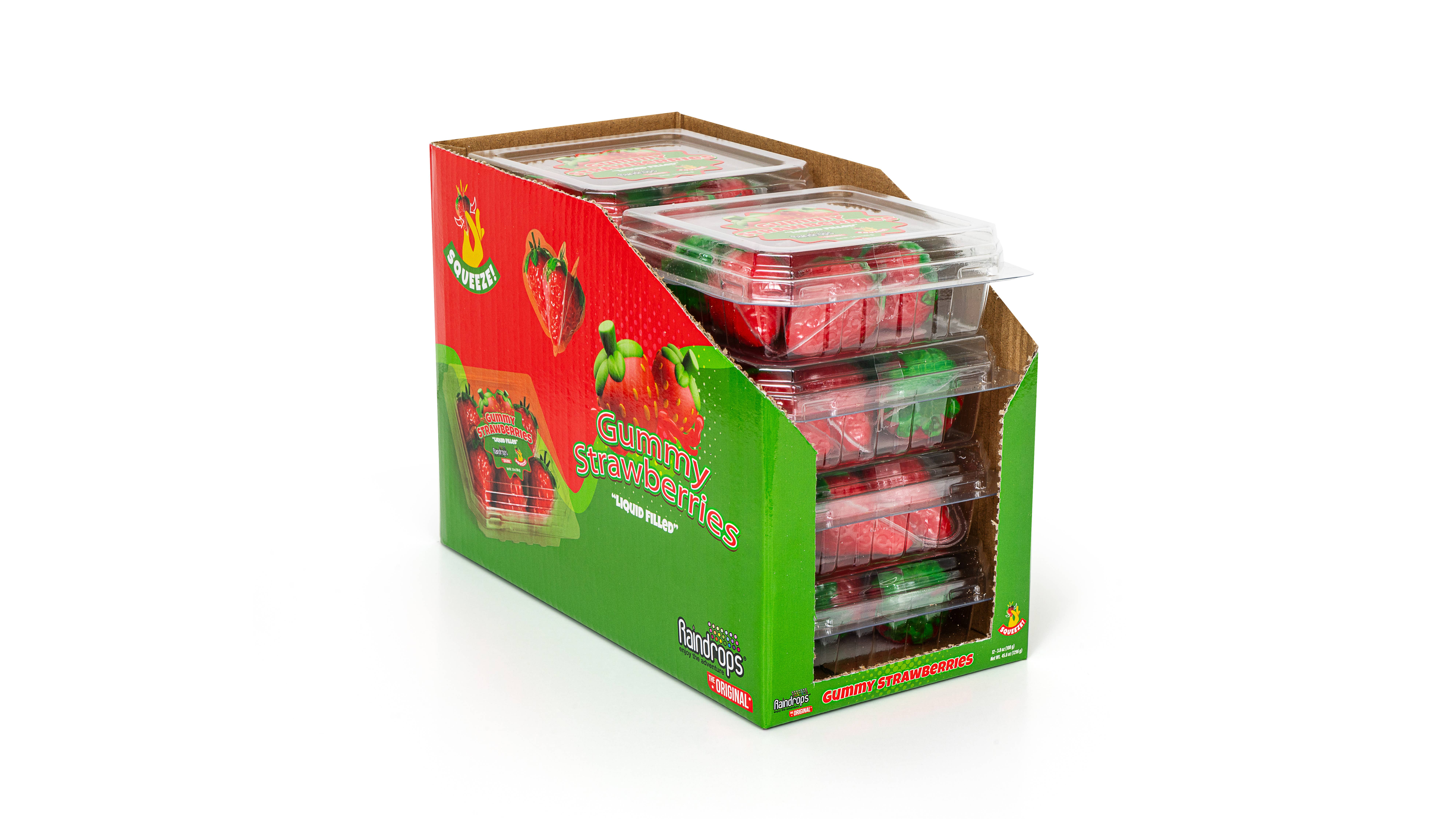 Grandpa Joe's Candy Shop - Wholesale Gummy - Raindrops Gummy Liquid Filled Strawberries, 8ct Display0