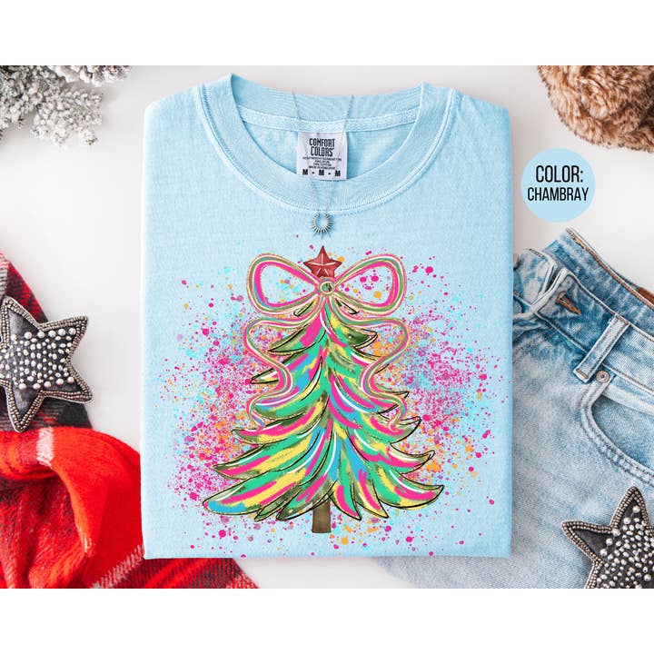 The Shirt Company – wholesale Shirt – Women’s – Comfort Colors® Girly Christmas Tree Shirt - Christmas Tee2
