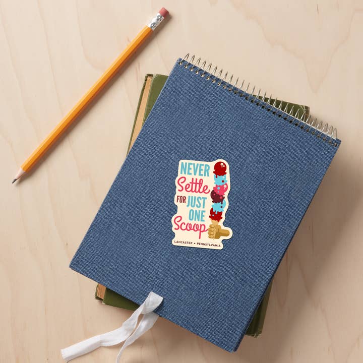 Lantern Press - Wholesale Sticker - STICKER Lancaster ,PA Never Settle for Just One Scoop2