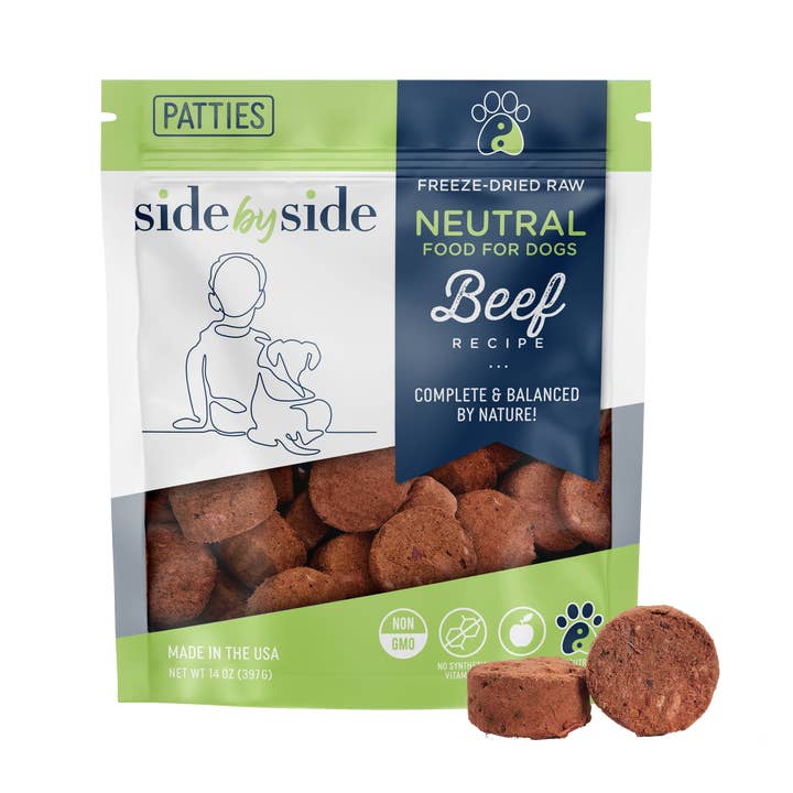 Freeze Dried Raw Beef Patties (Neutral) for wholesale by Side By Side