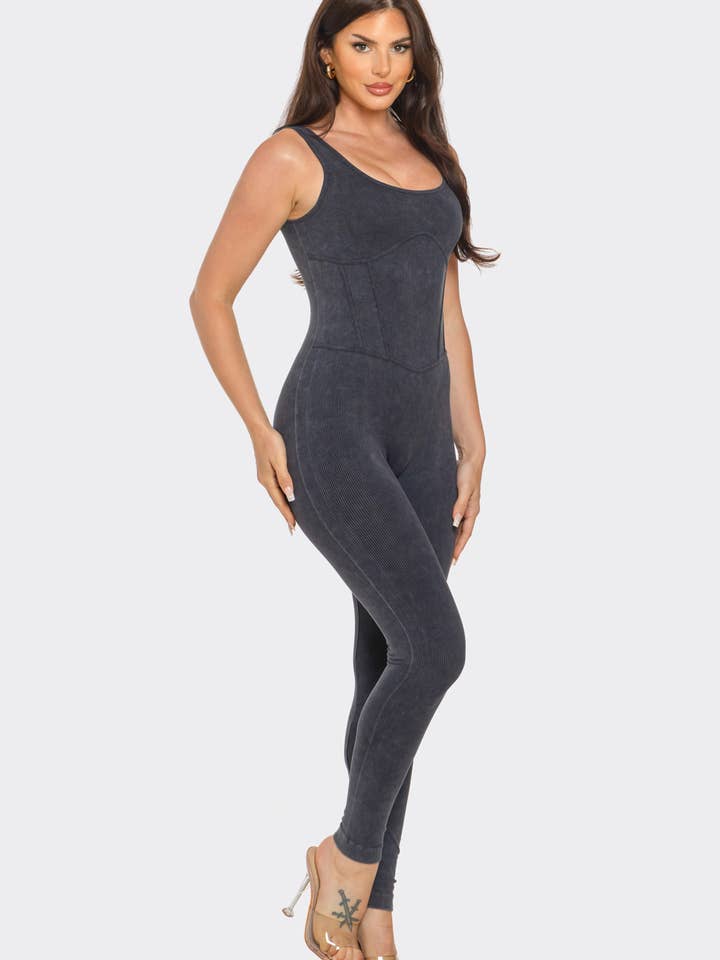 Julia by LoveJ - Wholesale Jumpsuit - Women's - Front Scoop Neck Corset Style Jumpsuits2