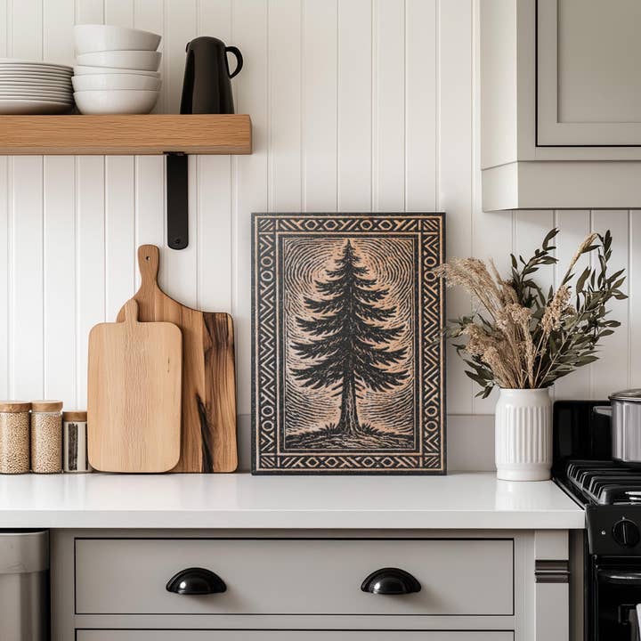 Benoit's Design Co. - Wholesale Wall Sign - Pine Tree Engraved Birch Illustration6