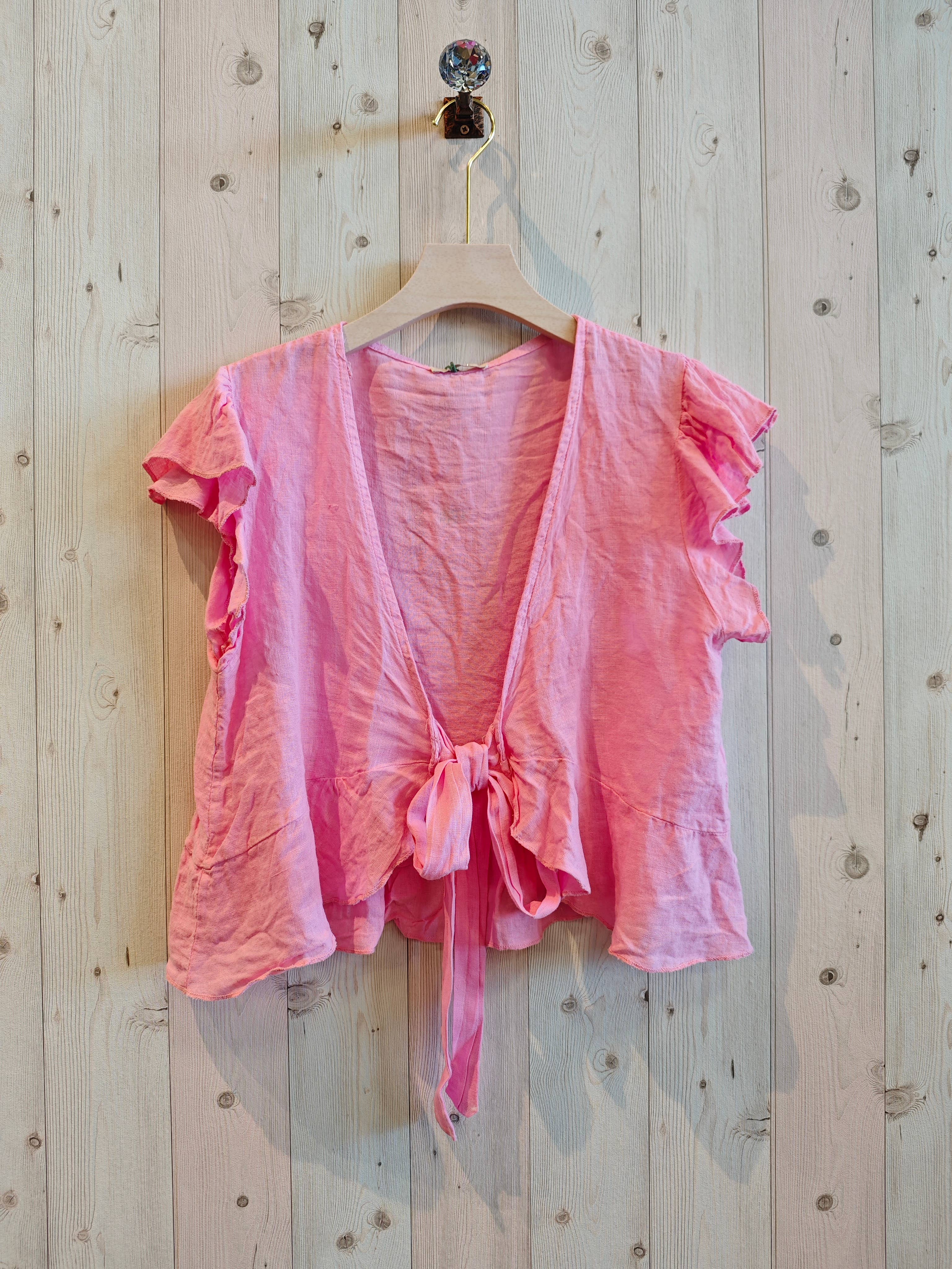 Linen & More - Wholesale Blouse - Women's - REF 11895 100% LINEN SHORT TIE BLOUSE13