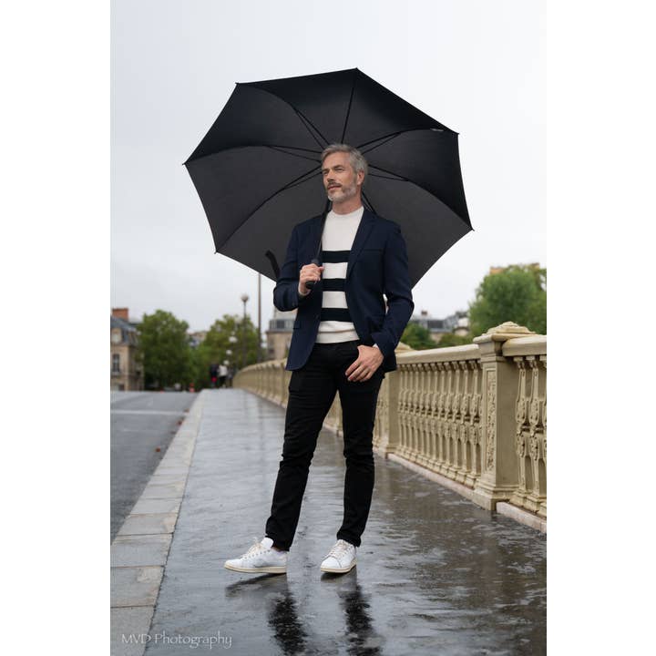 SMATI – Guarda-chuva - Unissexo por atacado – Grande Guarda-chuva de Golfe Sólida Preta Ecológica - PET Reciclado