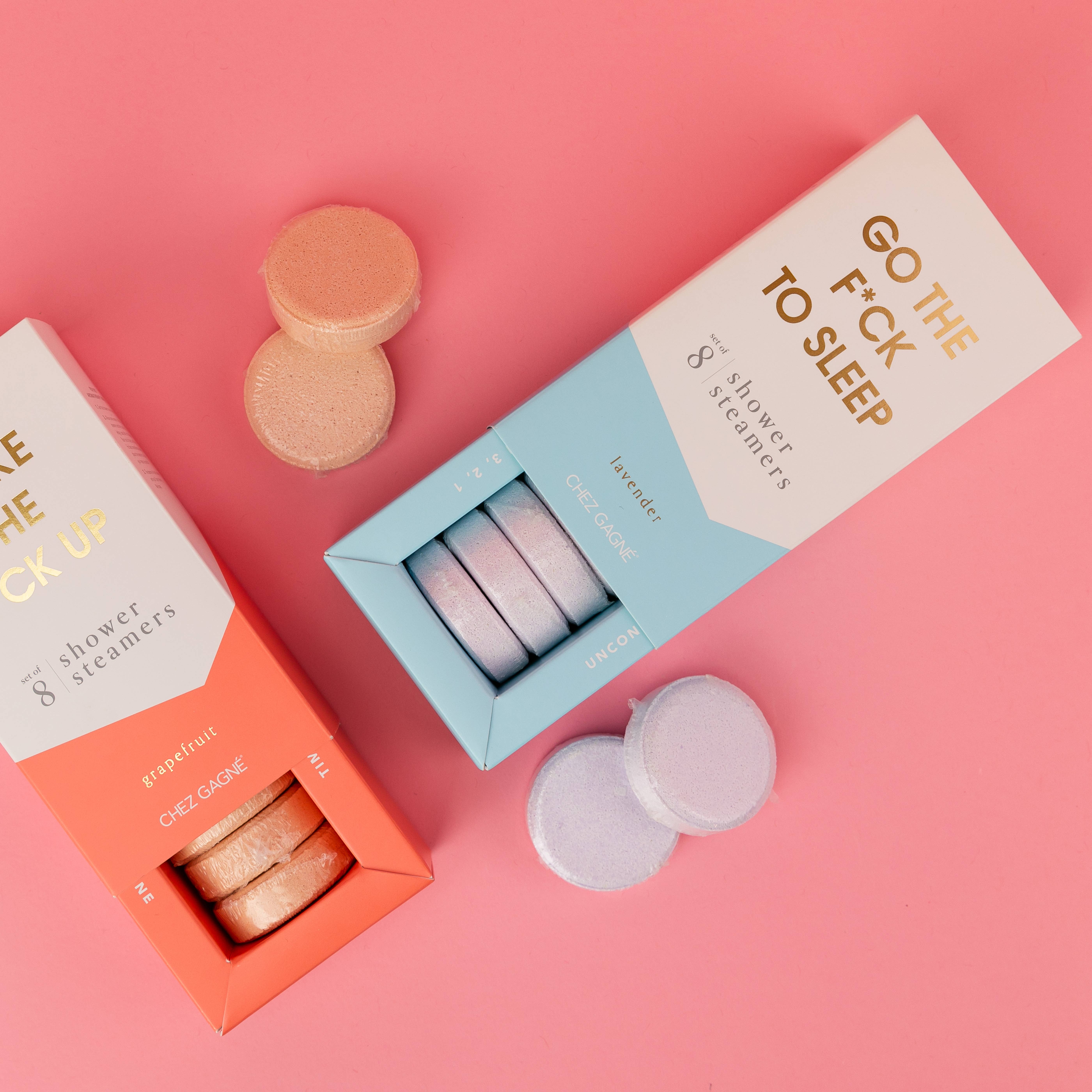 Chez Gagné - Vendita all'ingrosso Bombe/Compresse vaporizzanti da doccia - Vai a Dormire, C***o - Vaporizzatori per Doccia Aromaterapici - Lavanda - Set di 82