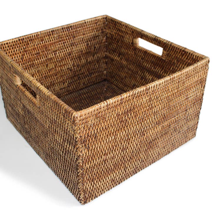 Matahari - Wholesale Basket - Square Open Storage Basket w/ Cutout Handle - AB 15x14x9'H